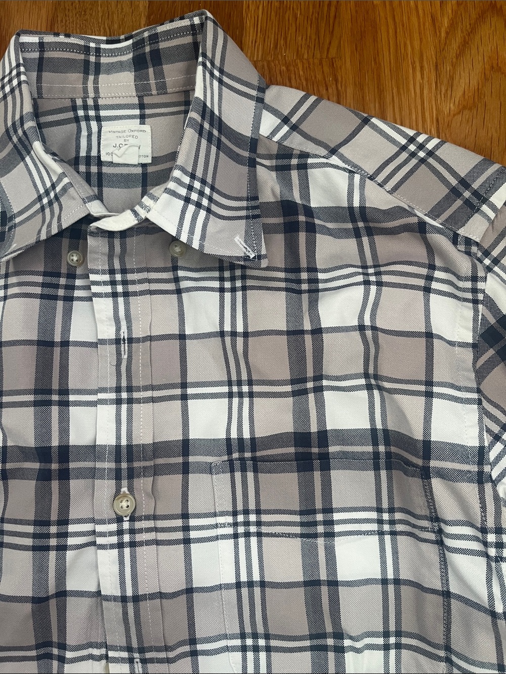 J. Crew Men's “Vintage Oxford” Button-Down Shirt in Gray, Blue, and White